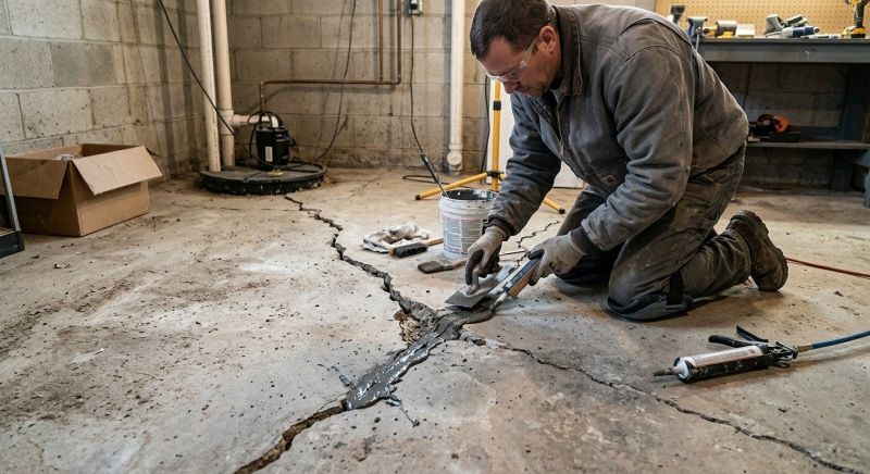 Cracked Basement Floor Repair in Midlothian, VA